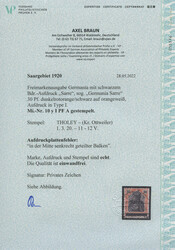 30 Pf. Germania, dunkelrotorange/schwarz auf orangeweiß, sauber und ...